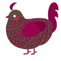 A bark and maroon chicken with a lace pattern
