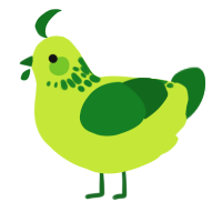 A lime and leaf chicken with a neck-speckle pattern