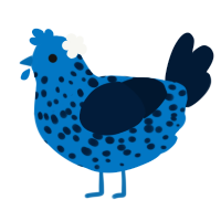 A sapphire and tumblr chicken with a speckle pattern