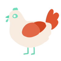 A cream and vermilion chicken
