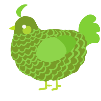 A chartreuse and grass chicken with a lace pattern