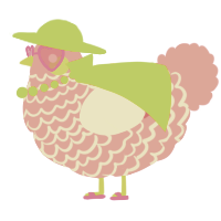 A rose chicken with a lace pattern