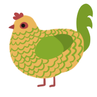 A honey and chartreuse chicken with a lace pattern