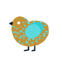 Mosaic, a gold and aqua chicken with a speckle pattern