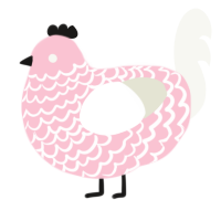 A rose and white chicken with a lace pattern