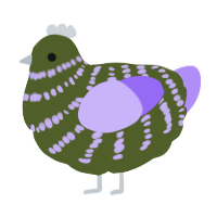 A olive and lilac chicken with a bar pattern