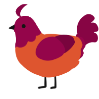 A vermilion and maroon chicken with a head pattern