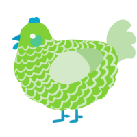 A grass and gluppy chicken with a lace pattern