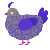 A ash and indigo chicken with a double-lace pattern
