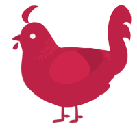 A crimson chicken with a neck-band pattern
