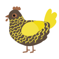 A bark and yellow chicken with a lace pattern