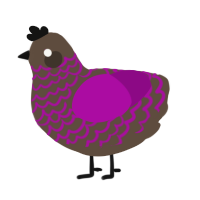 A bark and plum chicken with a lace pattern