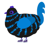A sable and sapphire chicken with a bar pattern