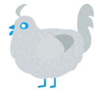 A mist and silver chicken with a speckle pattern
