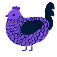 A blurple and tumblr chicken with a lace pattern