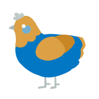 A sapphire and orange chicken with a head pattern