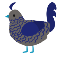 A grey and navy chicken with a lace pattern