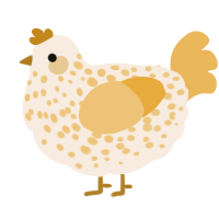 A cream and honey chicken with a speckle pattern