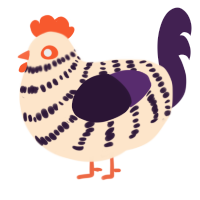 A tumblr and gluppy chicken with a bar pattern
