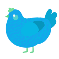 A sky and cerulean chicken with a lace pattern