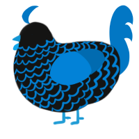 A black and sapphire chicken with a lace pattern