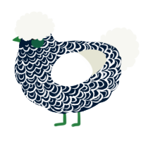 A tumblr and white chicken with a double-lace pattern