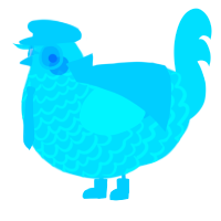A cerulean chicken with a lace pattern