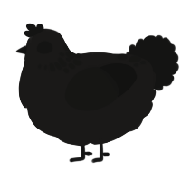 A sable and black chicken with a neck-speckle pattern