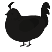 A sable and black chicken with a neck-speckle pattern