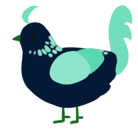 A tumblr and mint chicken with a neck-speckle pattern