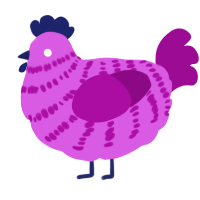 A orchid and plum chicken with a bar pattern