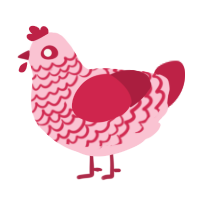 A rose and crimson chicken with a lace pattern