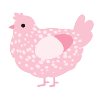 A rose chicken with a speckle pattern