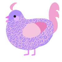 A lilac and pink chicken with a double-lace pattern