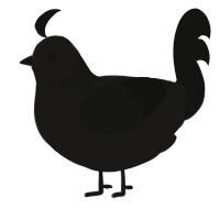 A sable and black chicken with a neck-speckle pattern
