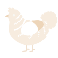 A cream chicken with a half-bar pattern