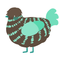A bark and mint chicken with a bar pattern