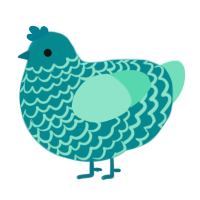 A teal and mint chicken with a lace pattern
