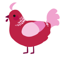A crimson and pink chicken with a neck-band pattern