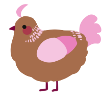 A brown and pink chicken with a neck-band pattern