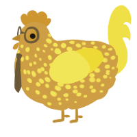 A gold and yellow chicken with a speckle pattern