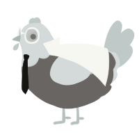 A grey and silver chicken with a head pattern