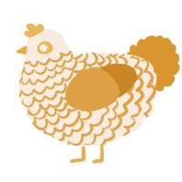 A cream and orange chicken with a lace pattern