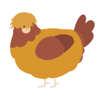 A orange and russet chicken with a head pattern