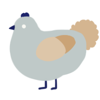 A silver and beige chicken