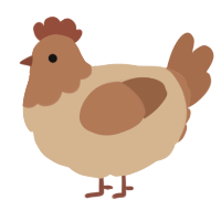 A beige and brown chicken with a head pattern