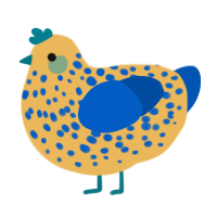 A honey and ultramarine chicken with a speckle pattern