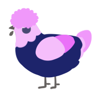 A navy and lavender chicken with a head pattern