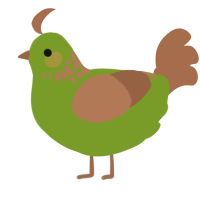 A chartreuse and brown chicken with a neck-speckle pattern