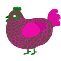 A bark and fuchsia chicken with a lace pattern